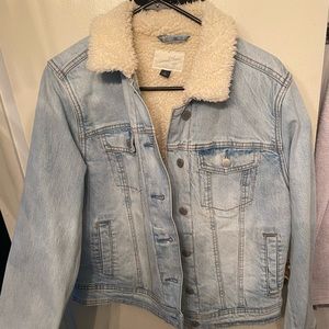 Target universal thread denim fur lined jacket L